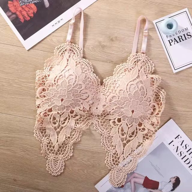 Lace hollow Cut seamlesss bra