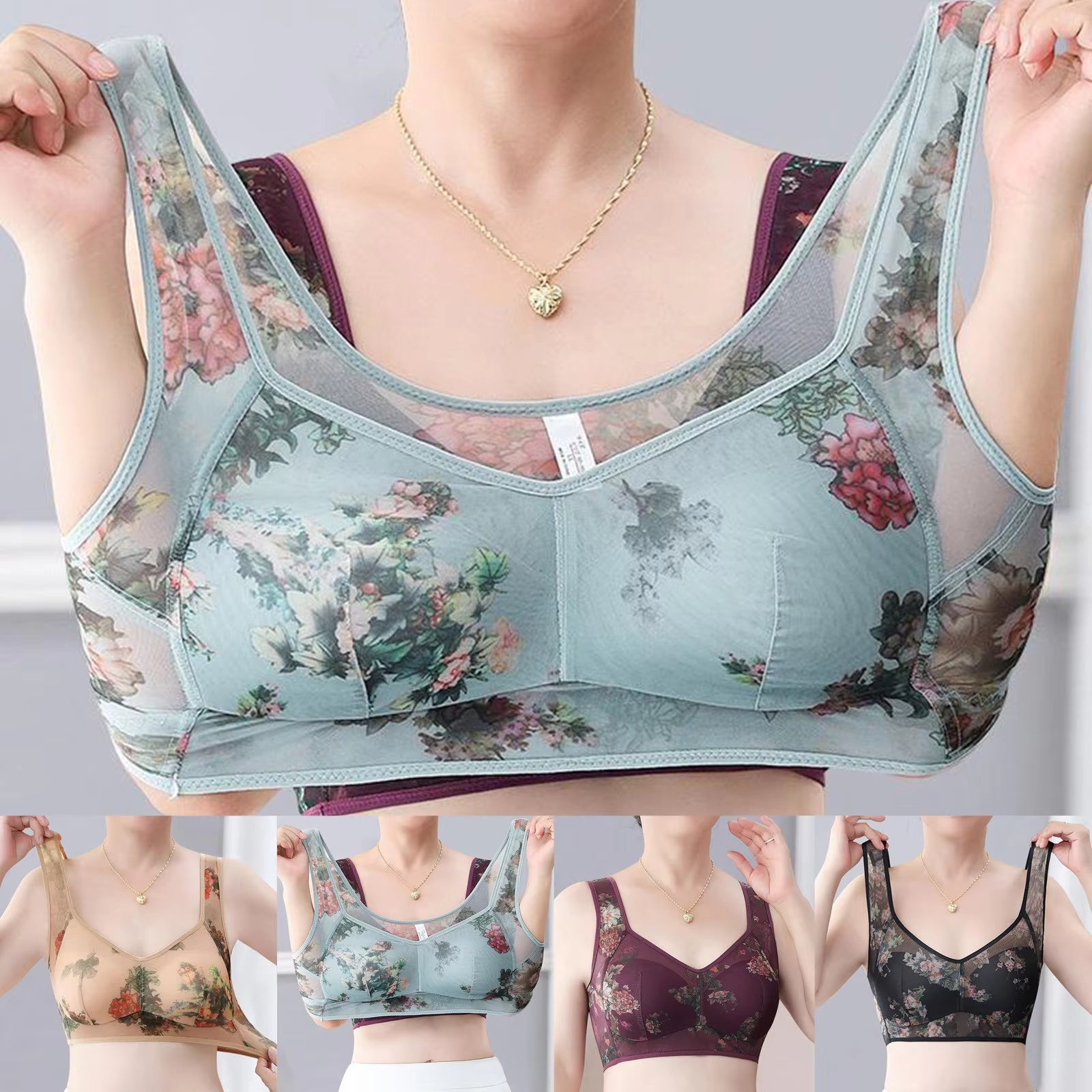 rose lace comfortable bra 